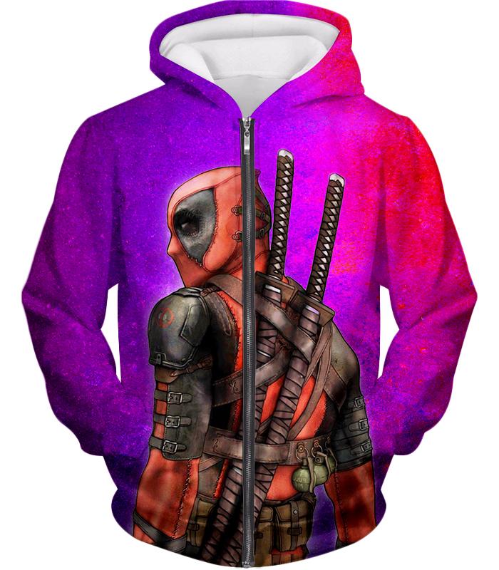 Marvel’s Ultimate Mercenary Deadpool Cool Black Zip Up Hoodie